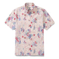 Men's Hawaiian Shirt Blossoms and Butterflies Print Cotton Button-down Short Sleeve Aloha Shirt