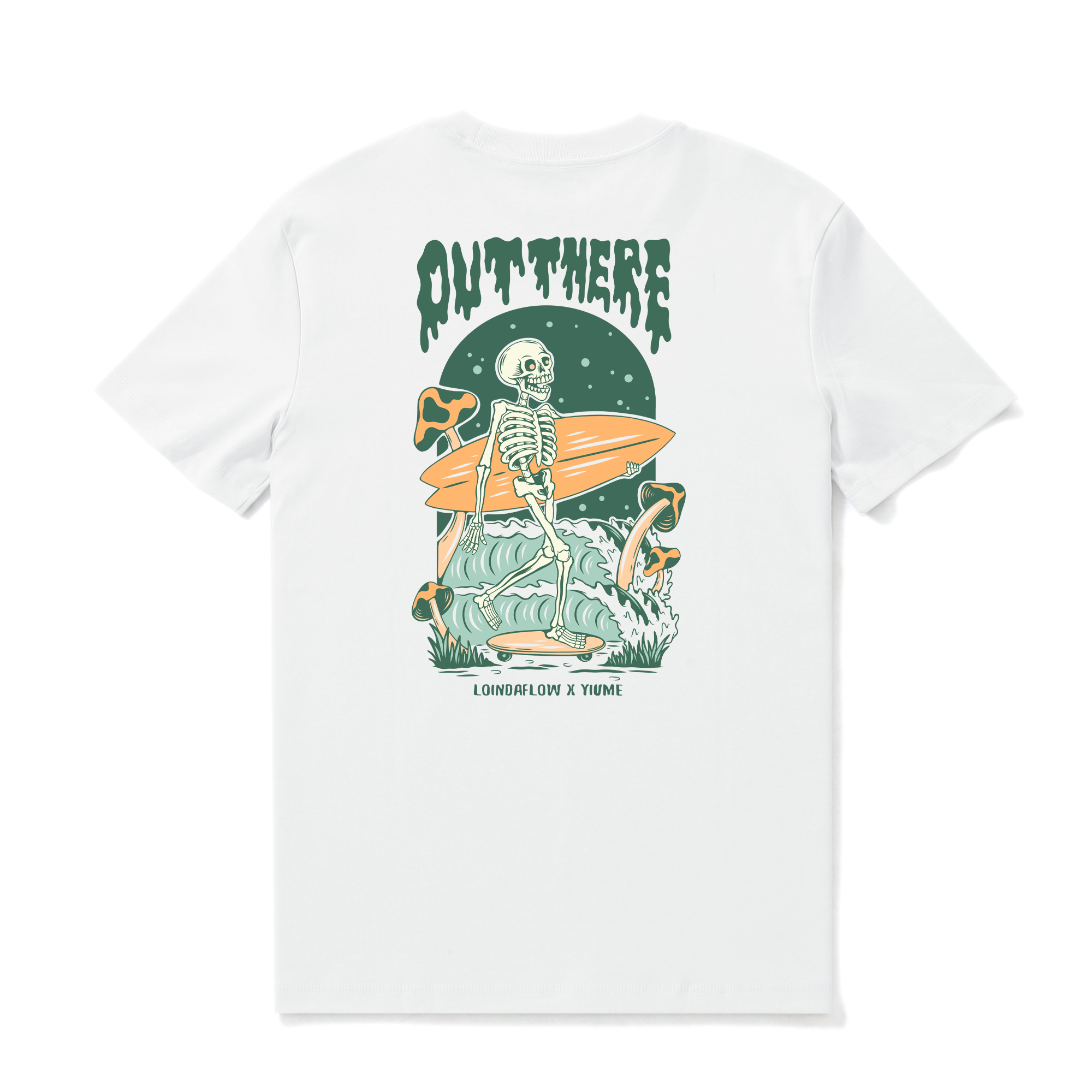 Hawaiian Tee For Men Out There☠️ 🌊BY LOINDAFLOW Tee Crew Neck 100% Cotton - WHITE