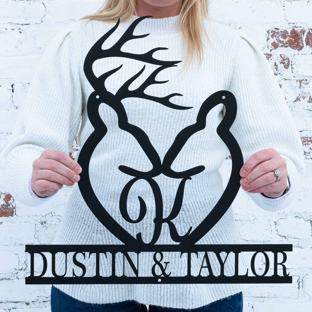 Deer Heart Letter Monogram with Names