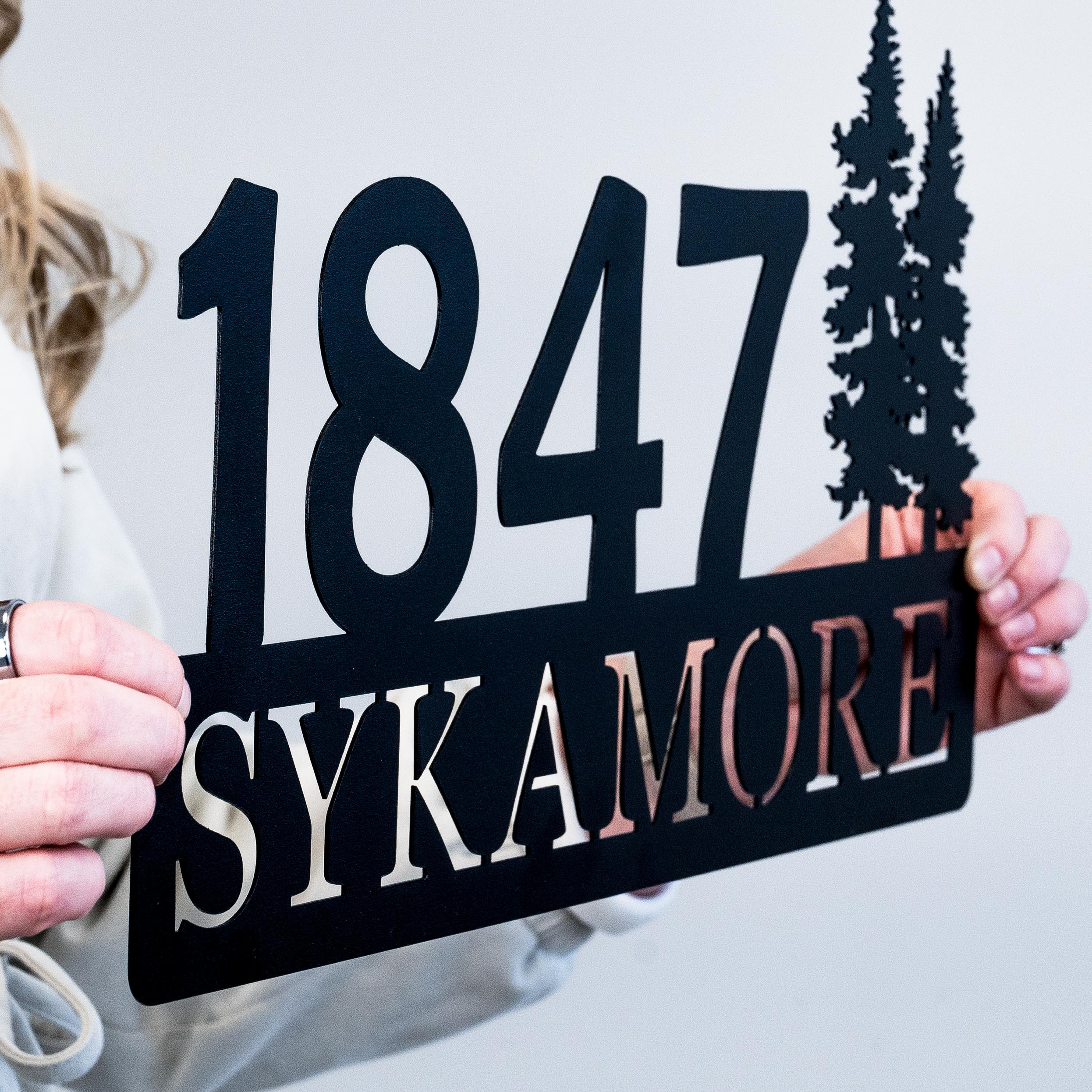 Pine Trees Address Sign