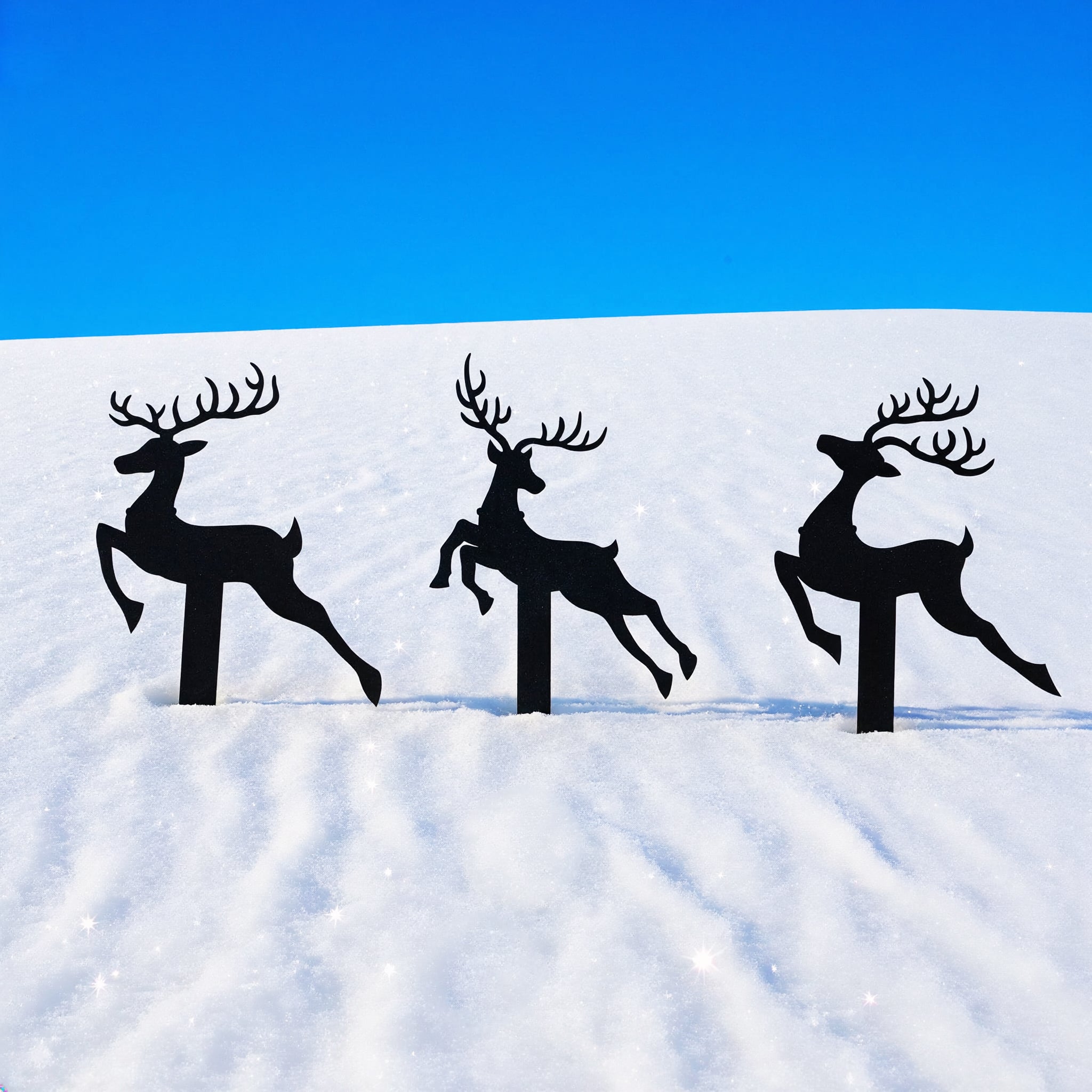 Reindeer with Santa Yard Stakes