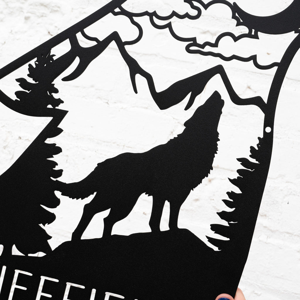 Wolf Head Name Sign
