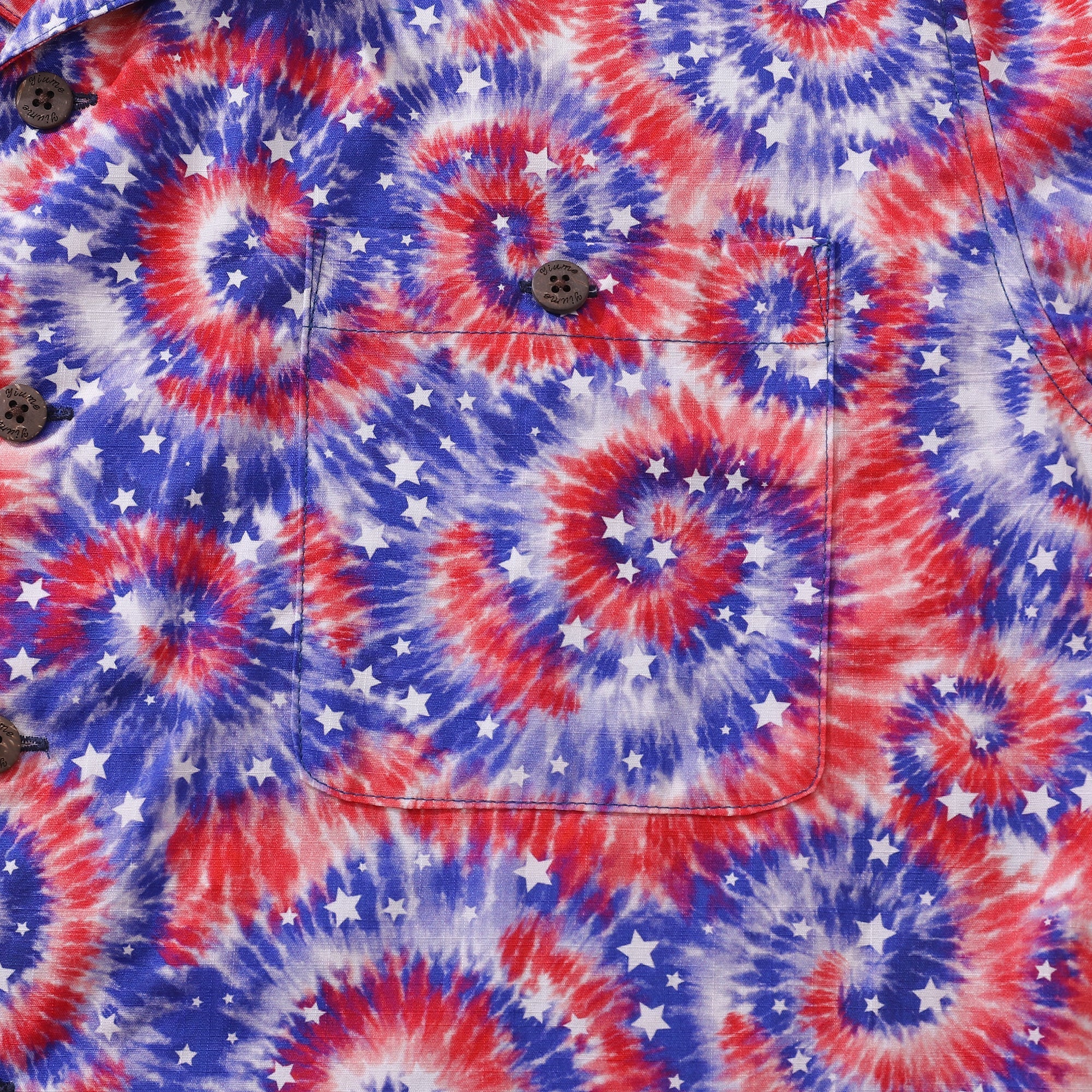 Hawaiian Shirt For Men Tie-dyed National Flag Print Shirt Camp Collar 100% Cotton