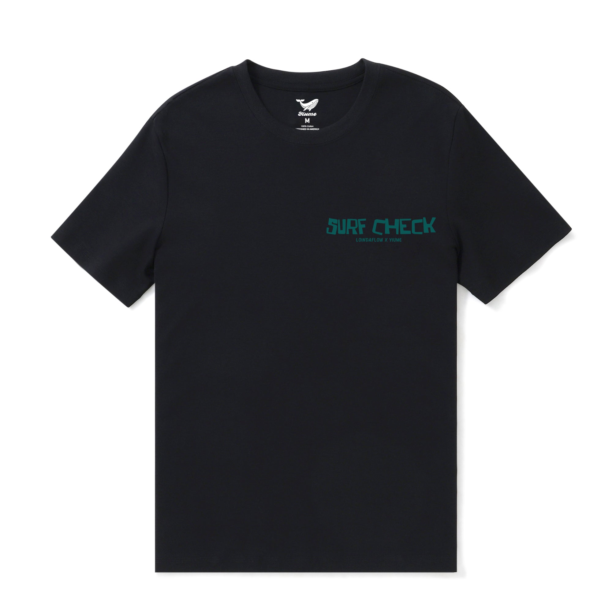 Hawaiian Tee For Men Surf Check By Loindaflow Tee Crew Neck 100% Cotton - BLACK