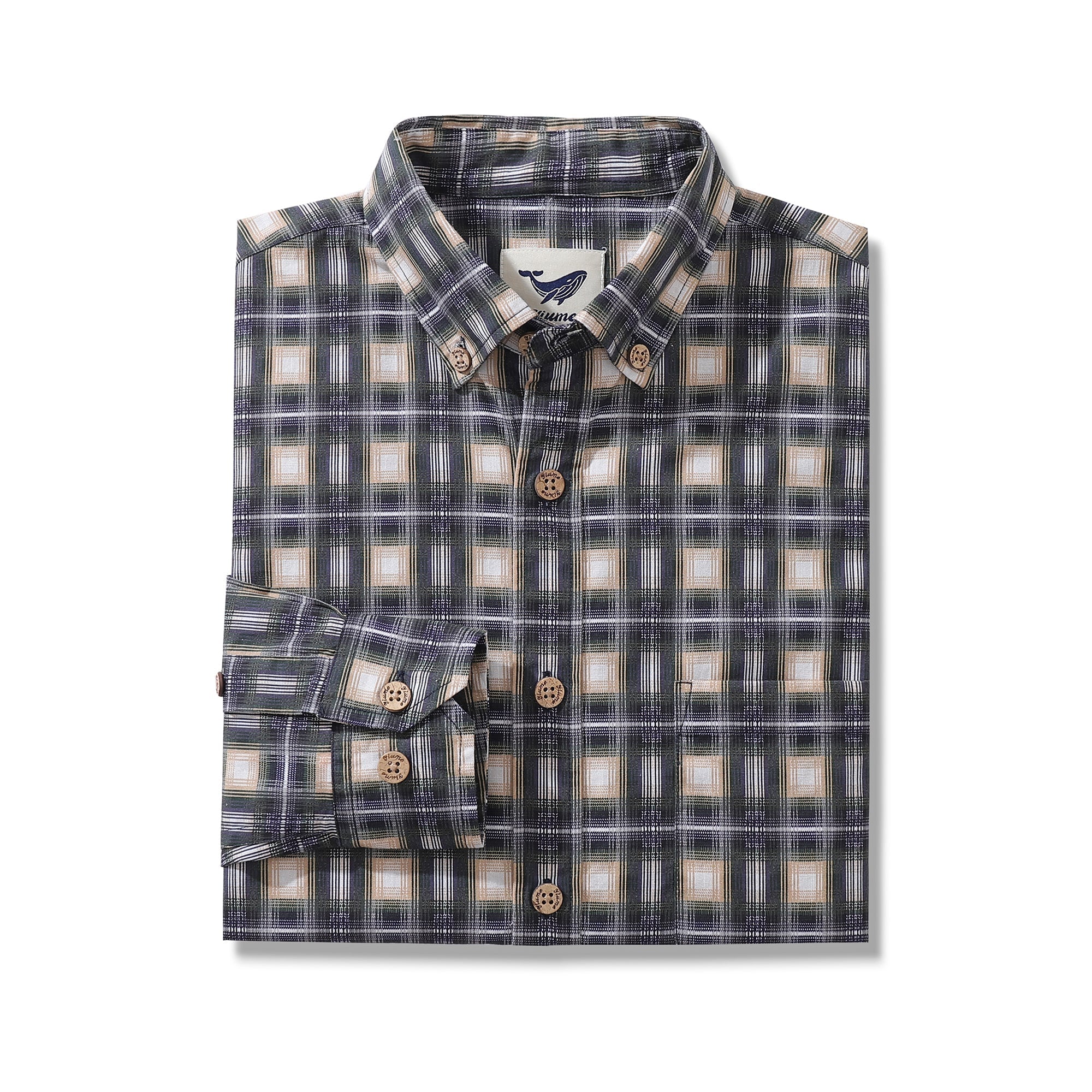 Men's Hawaiian Shirt Urban Sophistication Plaid Cotton Button-down Long Sleeve Aloha Shirt